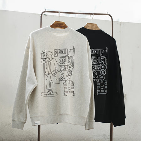 (ZW505) Bob Bob Pig "Song Ar" Graphic Sweater