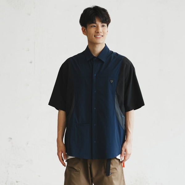 (ST394) Tech Patchwork Short Sleeve Shirt