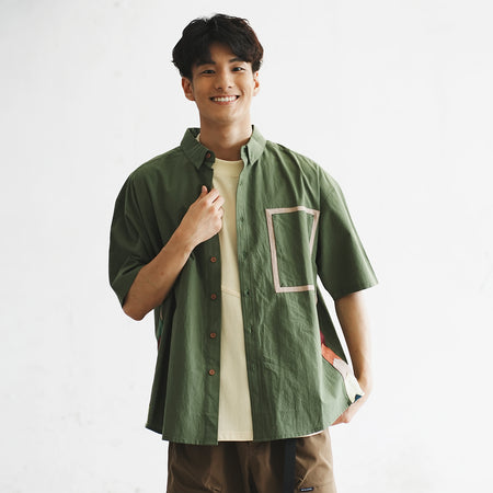 (ST394) Tech Patchwork Short Sleeve Shirt