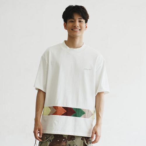 (TP1343) Arrow Panel Patchwork Tee