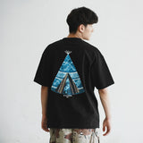 (ZT1458) Indigo Tent Print Patch Tee