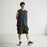 (YV1401) Acid Wash Embroidery Vest (Online Exclusive)