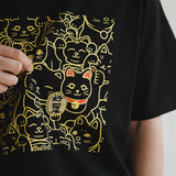 (ZT1607) Lucky Cat Embroidery Tee