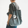 (EX582) Apple Graphic Washed Tote Bag