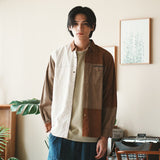 (ST409) Corduroy Patchwork Shirt