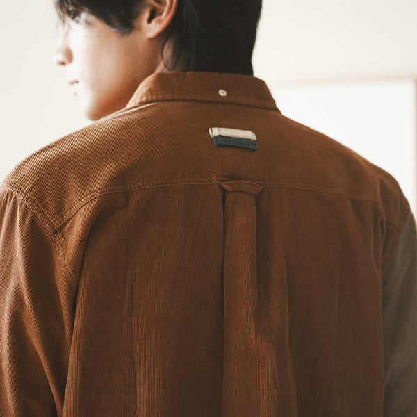 (ST409) Corduroy Patchwork Shirt