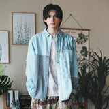 (ST410) Oversize Denim Patchwork Shirt