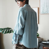 (ST410) Oversize Denim Patchwork Shirt