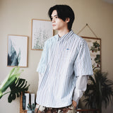 (ST402) 2 Ways Stripe Shirt