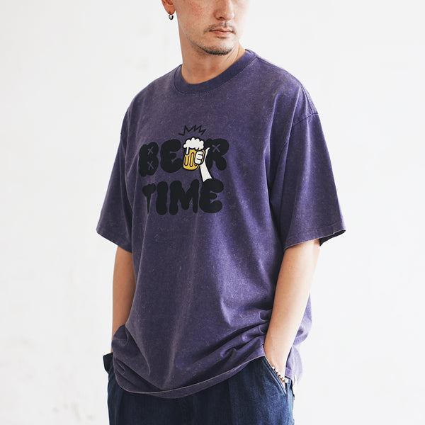 (ZT1626) Beer Time Graphic Washed Tee