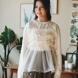 (VT1477) 2 Ways See Through Gathered Vest