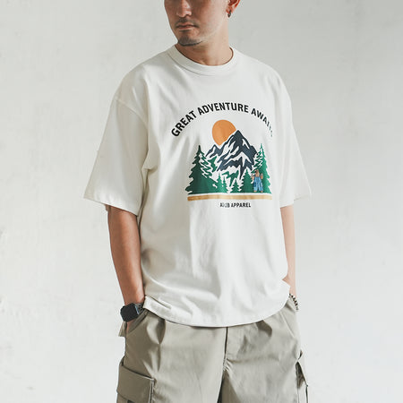 (TP1447) Mountains Patchwork Wash Tee