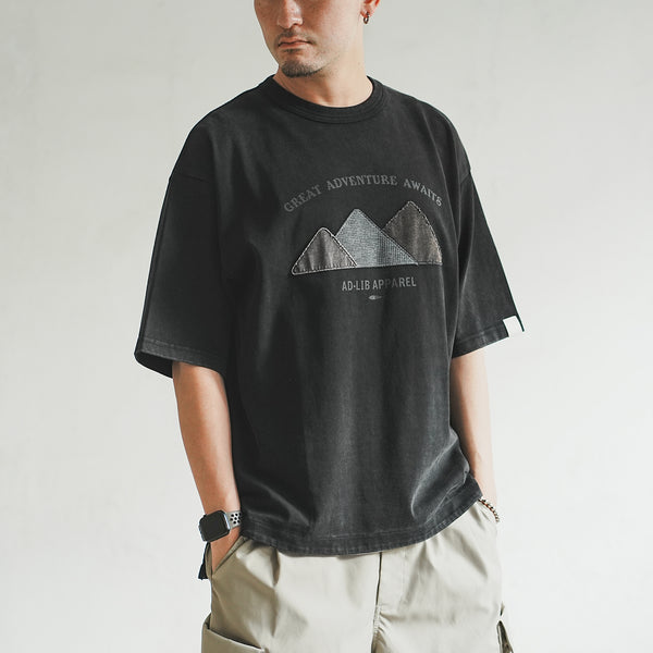 (TP1447) Mountains Patchwork Wash Tee