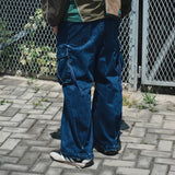 (PT376) Denim Cargo Baggy Pants