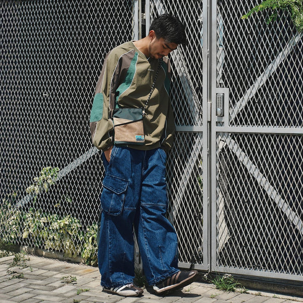 (PT376) Denim Cargo Baggy Pants