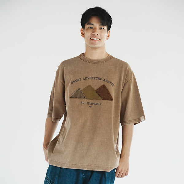 (TP1447) Mountains Patchwork Wash Tee