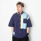 (YS384) Japan Fabric Patchwork Short Sleeve Shirt