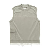 (VT1368) Ripped Splash Ink Fake Layer Vest