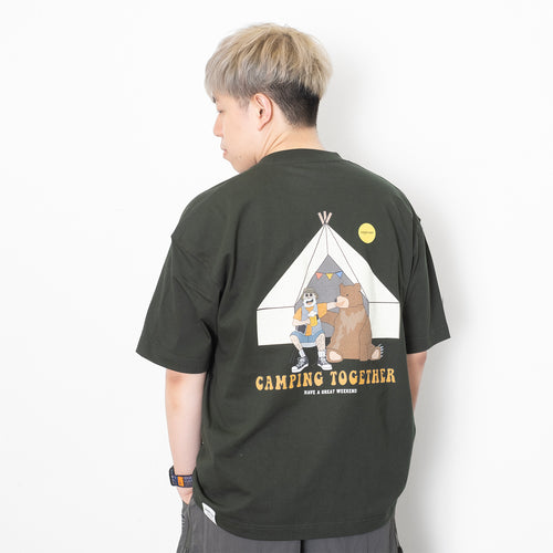 (ZT1472) Camping Together Graphic Pocket Tee