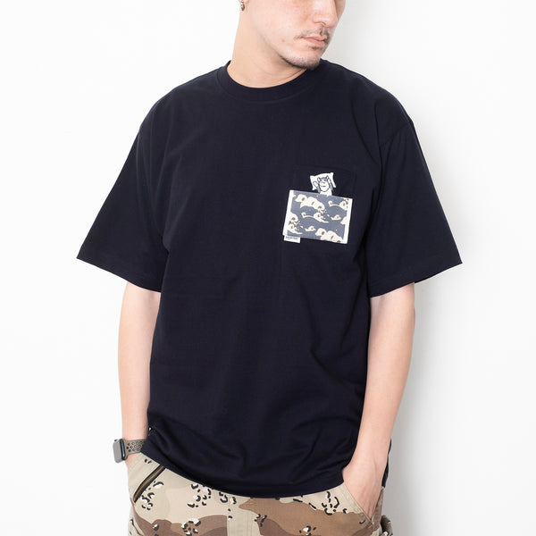 (ZT1464) Comfy Kitten Embroidery Pocket Tee