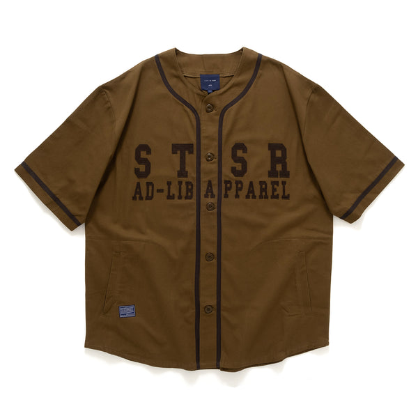 (ST391) Velvet Patch Baseball Short Sleeve Shirt