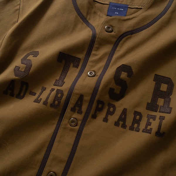 (ST391) Velvet Patch Baseball Short Sleeve Shirt