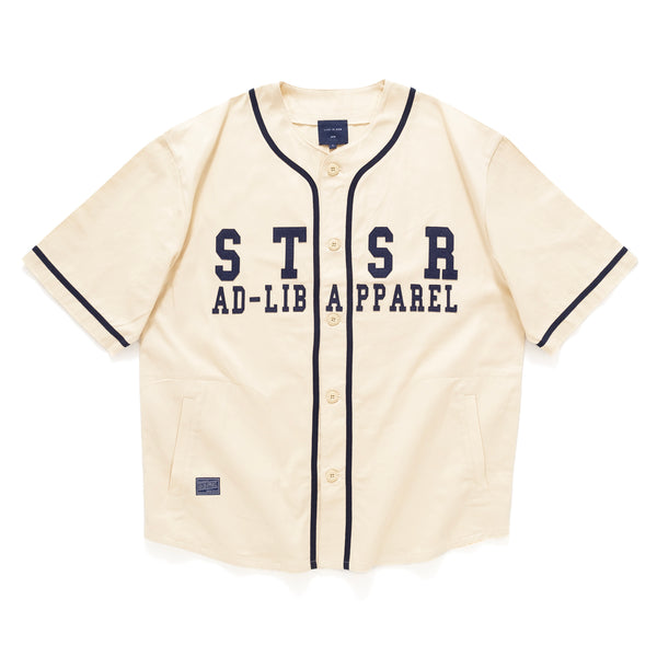 (ST391) Velvet Patch Baseball Short Sleeve Shirt