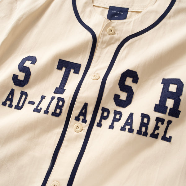 (ST391) Velvet Patch Baseball Short Sleeve Shirt