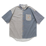 (ST399) Japan Fabric Patchwork Short Sleeve Shirt