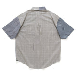 (ST399) Japan Fabric Patchwork Short Sleeve Shirt