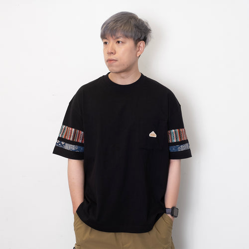 (ZT1500) Knitted Patch Sleeve Pocket Tee
