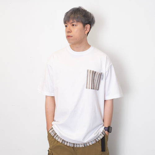 (ZT1499) Knitted Fake Layer Pocket Tee