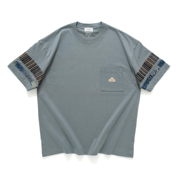 (ZT1500) Knitted Patch Sleeve Pocket Tee