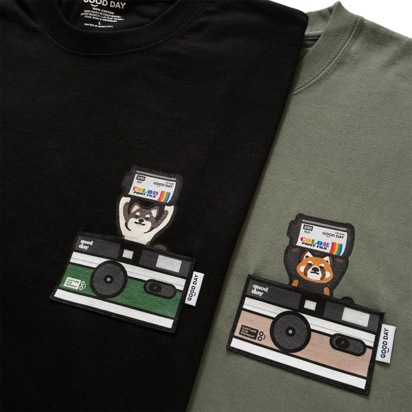 (ZT1505) Animal Camera Graphic Pocket Tee