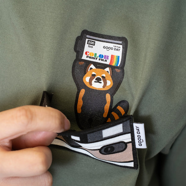 (ZT1505) Animal Camera Graphic Pocket Tee