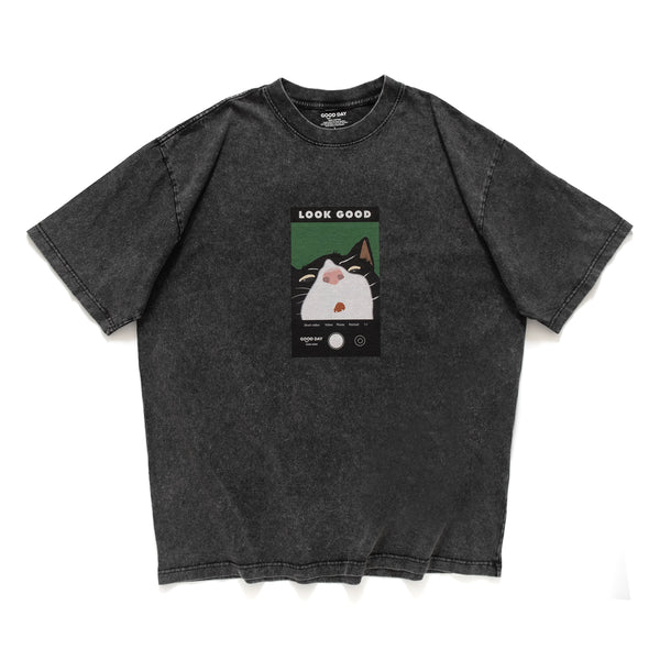 (ZT1512) Selfie Cat Graphic Tee