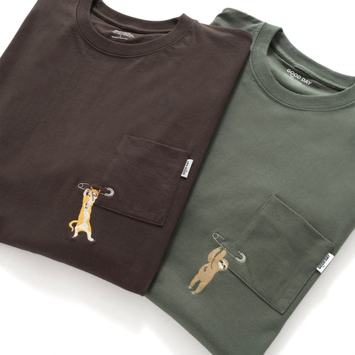 (ZT1546) Hold On Tight Embroidery Pocket Tee