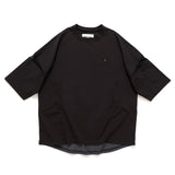 (TP1338) Contrast Cropped Sleeve Tech Tee