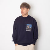 (ZW495) Travelling With Friends Graphic Pocket Sweater