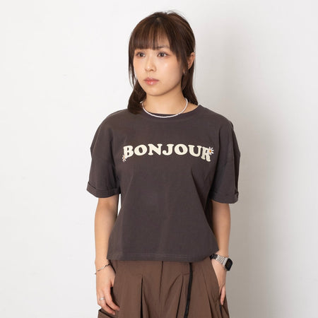 (TP1323) Cropped Sleeve Side Pocket Tee