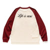 (TP1522) Message Embroidery Waffle Raglan Tee