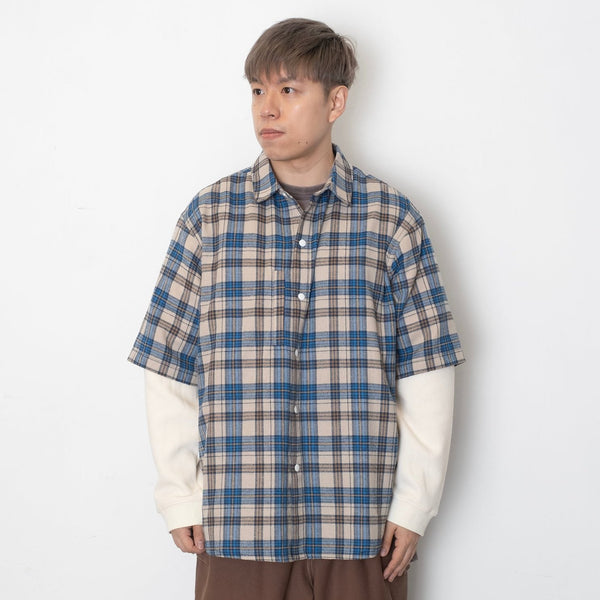 (ST430) Fannel Fake Layer Jersey Sleeve Shirt