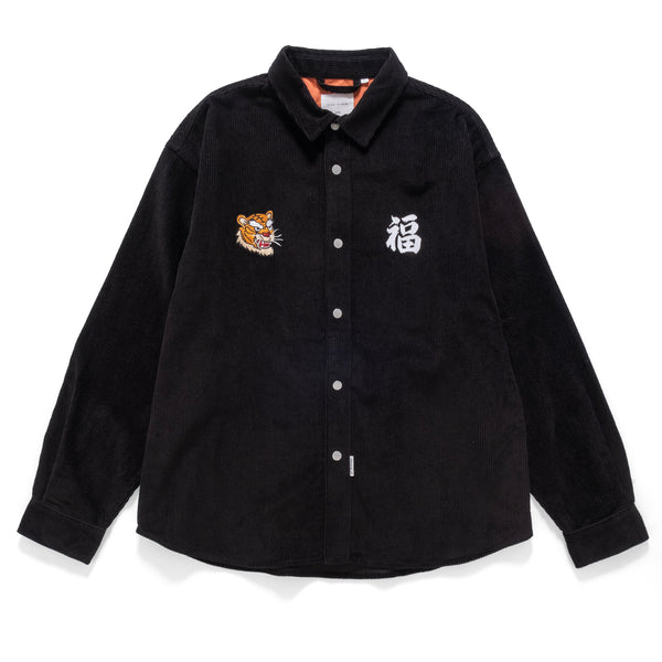 (ST432) Tiger Embroidery Corduroy Shirt