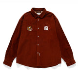 (ST432) Tiger Embroidery Corduroy Shirt