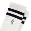 (ZA095) Mahjong Sparrow Embroidery Stripe Socks