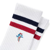 (ZA095) Mahjong Sparrow Embroidery Stripe Socks