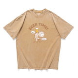 (ZT1624) Sloth Beer Graphic Washed Tee