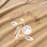 (ZT1624) Sloth Beer Graphic Washed Tee