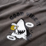 (ZT1625) Shark Beer Graphic Washed Tee