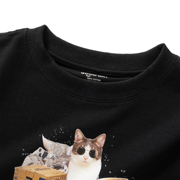 (ZT1484) King is Cat Graphic Cropped Tee